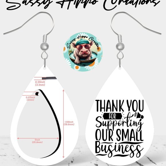 Earrings Deer Forest Christmas Holidays Winter Scene Hand Sublimated Printed - Picture 2 of 3